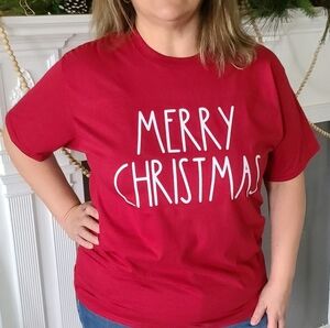 Rae Dunn Inspired Women's Merry Christmas Red Tee